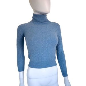 Vintage Madison Studio Blue Cashmere Turtleneck Sweater S